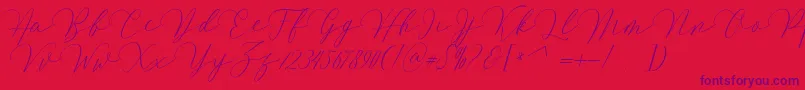 Mirrabella-Schriftart – Violette Schriften auf rotem Hintergrund