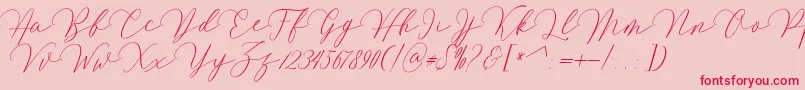 Mirrabella-Schriftart – Rote Schriften auf rosa Hintergrund