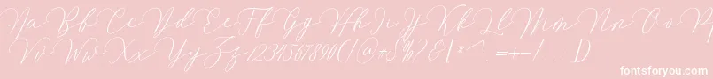 Mirrabella-Schriftart – Weiße Schriften auf rosa Hintergrund