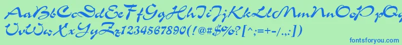 フォントChanceCyrillic – 青い文字は緑の背景です。