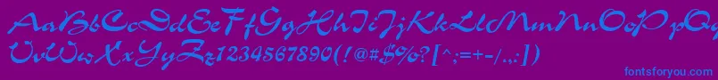 ChanceCyrillic-Schriftart – Blaue Schriften auf violettem Hintergrund