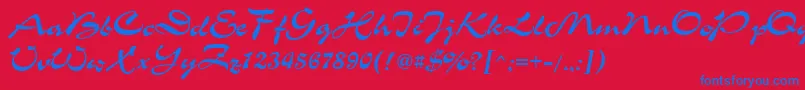 ChanceCyrillic-Schriftart – Blaue Schriften auf rotem Hintergrund