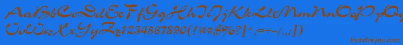 ChanceCyrillic-Schriftart – Braune Schriften auf blauem Hintergrund