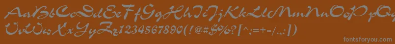 フォントChanceCyrillic – 茶色の背景に灰色の文字