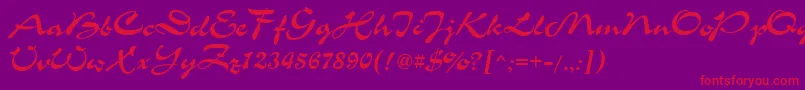 ChanceCyrillic-Schriftart – Rote Schriften auf violettem Hintergrund