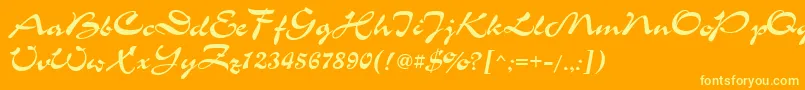 ChanceCyrillic-Schriftart – Gelbe Schriften auf orangefarbenem Hintergrund