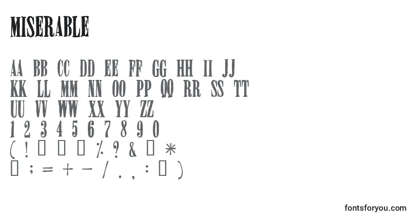 Schriftart MISERABLE (134451) – Alphabet, Zahlen, spezielle Symbole