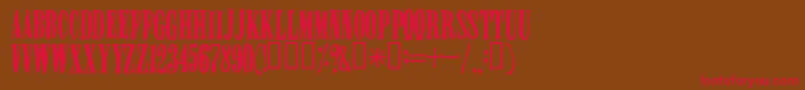 フォントMISERABLE – 赤い文字が茶色の背景にあります。