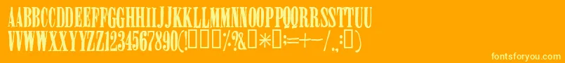 MISERABLE-Schriftart – Gelbe Schriften auf orangefarbenem Hintergrund