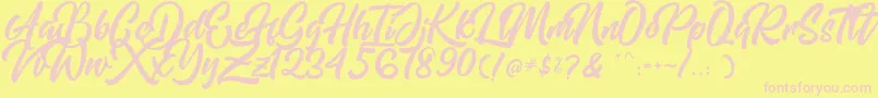 Mishaland Font – Pink Fonts on Yellow Background