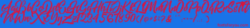 Mishaland Font – Red Fonts on Blue Background