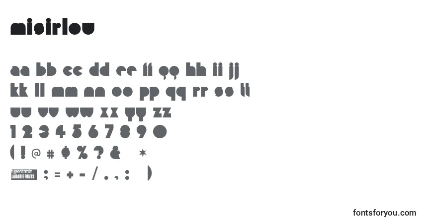Шрифт Misirlou (134457) – алфавит, цифры, специальные символы