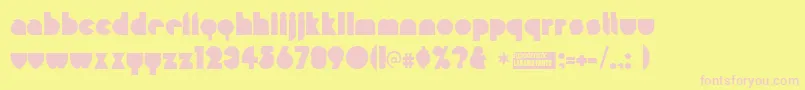 misirlou-fontti – vaaleanpunaiset fontit keltaisella taustalla