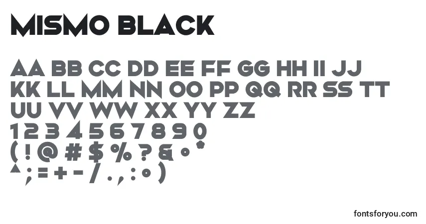 Schriftart Mismo Black – Alphabet, Zahlen, spezielle Symbole