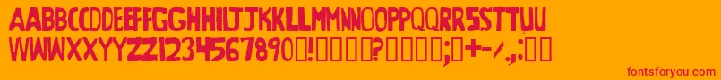 BeltwayProphecyIrregular-Schriftart – Rote Schriften auf orangefarbenem Hintergrund