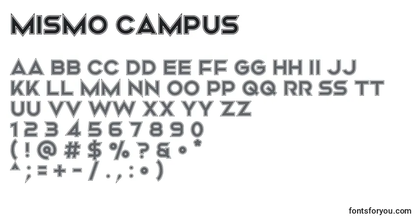 Шрифт Mismo Campus – алфавит, цифры, специальные символы