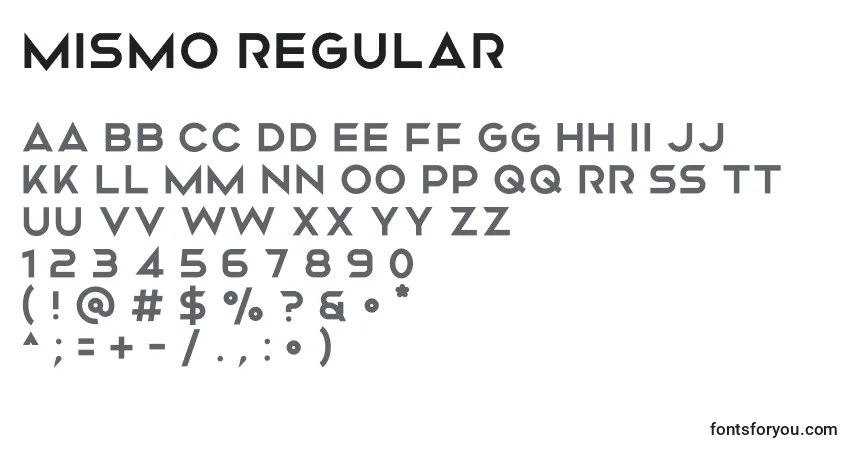 Mismo Regularフォント–アルファベット、数字、特殊文字