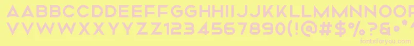 Mismo Regular-fontti – vaaleanpunaiset fontit keltaisella taustalla