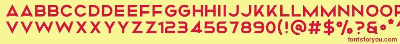 Mismo Regular-fontti – punaiset fontit keltaisella taustalla