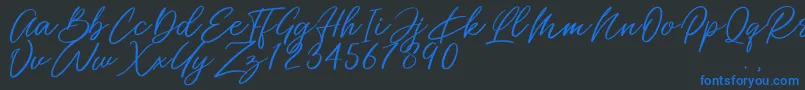 Miss Catlyne Font – Blue Fonts on Black Background