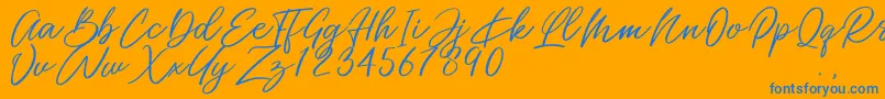 Miss Catlyne Font – Blue Fonts on Orange Background
