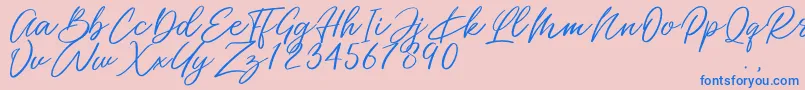 Miss Catlyne Font – Blue Fonts on Pink Background