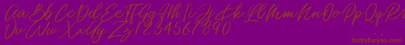 Miss Catlyne-Schriftart – Braune Schriften auf violettem Hintergrund