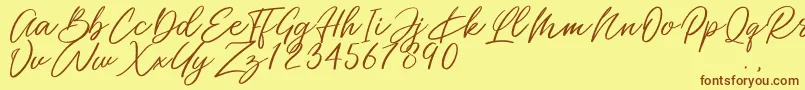 Miss Catlyne Font – Brown Fonts on Yellow Background