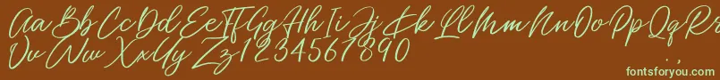 Miss Catlyne Font – Green Fonts on Brown Background