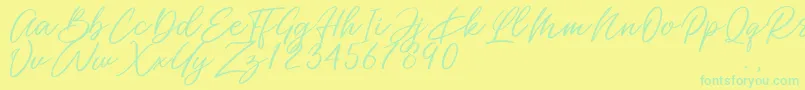 Miss Catlyne Font – Green Fonts on Yellow Background