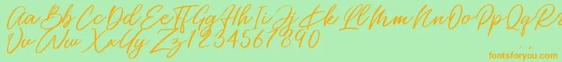 Miss Catlyne Font – Orange Fonts on Green Background