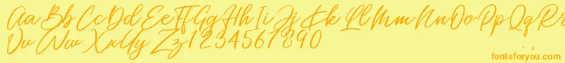 Miss Catlyne Font – Orange Fonts on Yellow Background