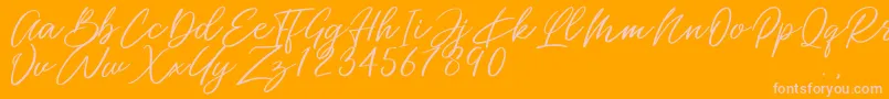 Miss Catlyne-Schriftart – Rosa Schriften auf orangefarbenem Hintergrund