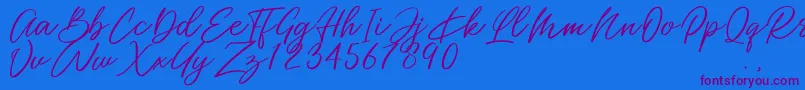 Miss Catlyne Font – Purple Fonts on Blue Background