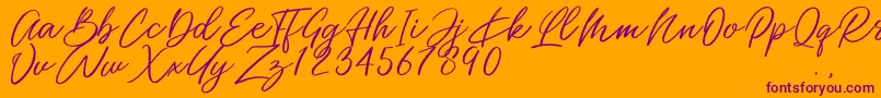 Miss Catlyne-Schriftart – Violette Schriften auf orangefarbenem Hintergrund