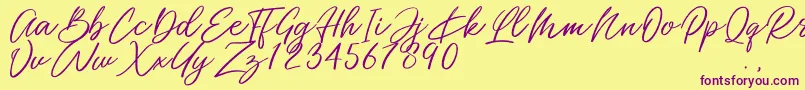 Miss Catlyne Font – Purple Fonts on Yellow Background
