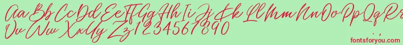 Miss Catlyne Font – Red Fonts on Green Background