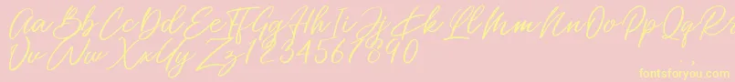Miss Catlyne Font – Yellow Fonts on Pink Background