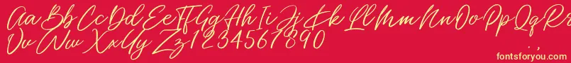 Miss Catlyne Font – Yellow Fonts on Red Background