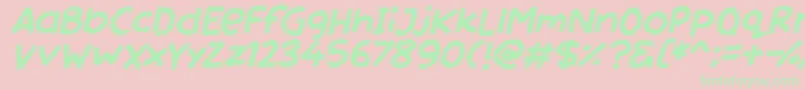 Miss Chalkboard Italic-Schriftart – Grüne Schriften auf rosa Hintergrund