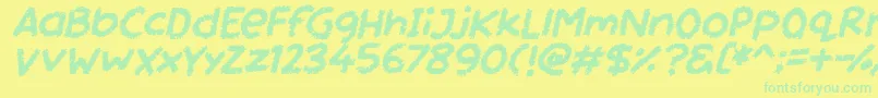 Miss Chalkboard Italic Font – Green Fonts on Yellow Background