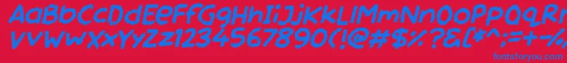 Czcionka Miss Chalkboard Italic – niebieskie czcionki na czerwonym tle
