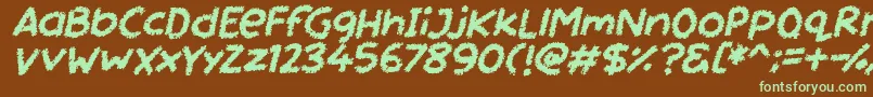 フォントMiss Chalkboard Italic – 緑色の文字が茶色の背景にあります。