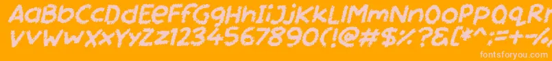 フォントMiss Chalkboard Italic – オレンジの背景にピンクのフォント