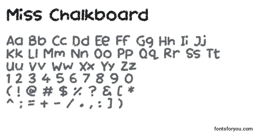 A fonte Miss Chalkboard – alfabeto, números, caracteres especiais