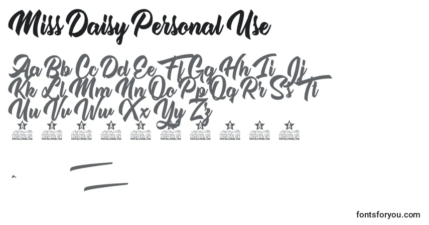 Schriftart Miss Daisy Personal Use – Alphabet, Zahlen, spezielle Symbole