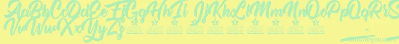 Miss Daisy Personal Use Font – Green Fonts on Yellow Background