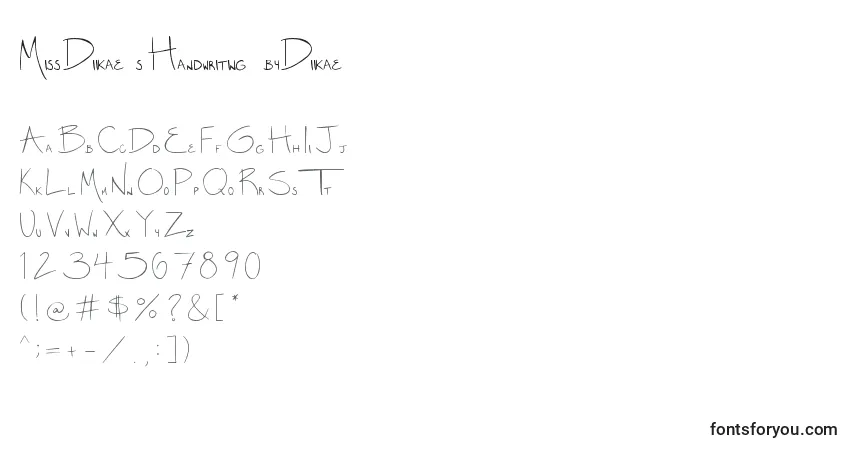 A fonte Miss Diikae  s Handwriting   by Diikae – alfabeto, números, caracteres especiais