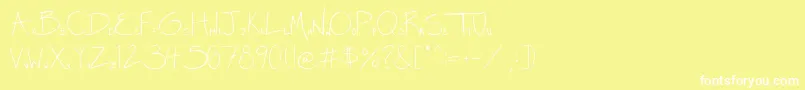 Fonte Miss Diikae  s Handwriting   by Diikae – fontes brancas em um fundo amarelo