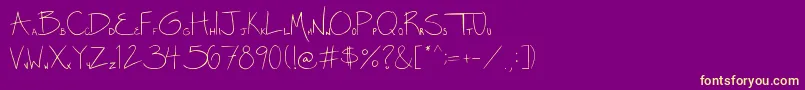 Fonte Miss Diikae  s Handwriting   by Diikae – fontes amarelas em um fundo roxo